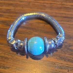 Faux Torquiose Chrome Bracelet